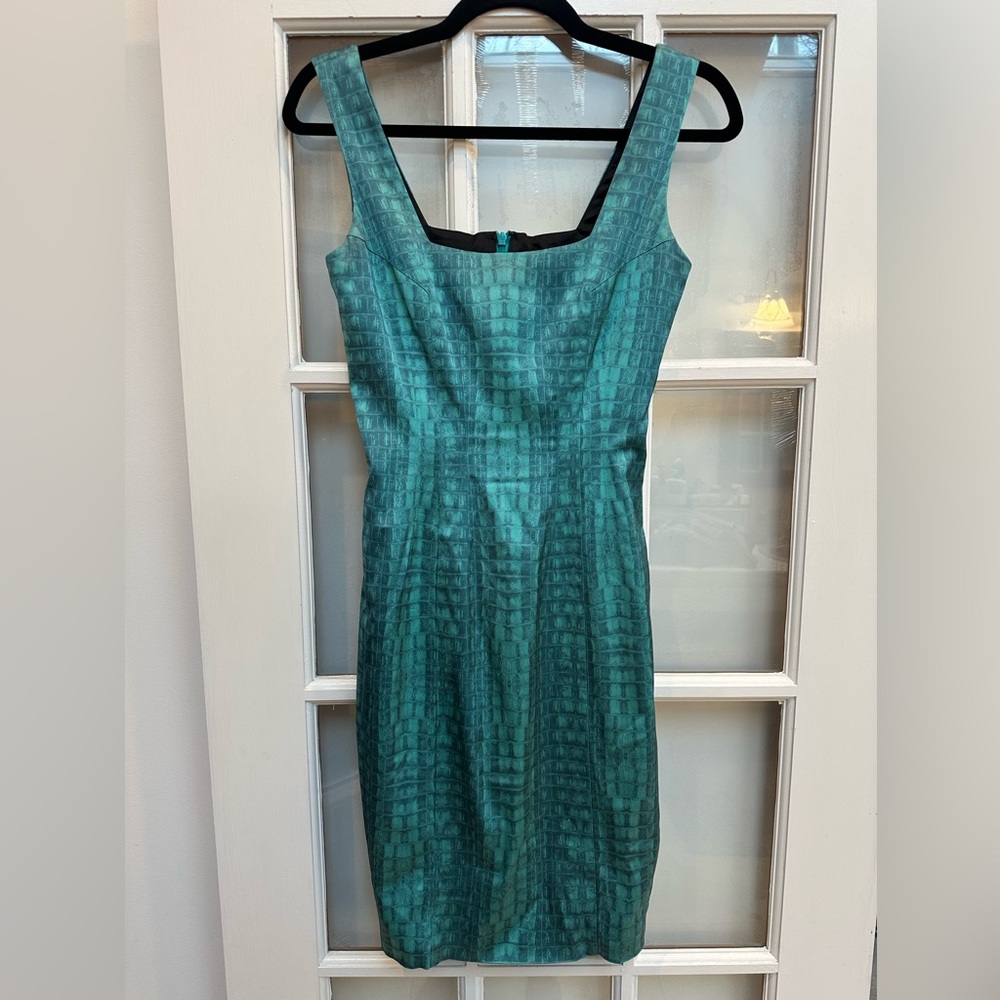 Jay Godfrey Teal Python Print Silky Smooth Fitted… - image 1